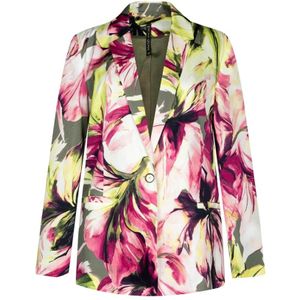 Manila Grace, Viscose Jas met Bloemenprint Veelkleurig, Dames, Maat:S