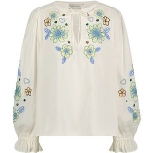 Fabienne Chapot, Blouses & Shirts, Dames, Wit, XL, Witte Bloemen Geborduurde Ballonmouw Top