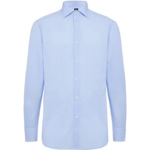 Boggi Milano, Overhemden, Heren, Blauw, L, Micro Gestreept Windsor Kraag Overhemd Regular Fit