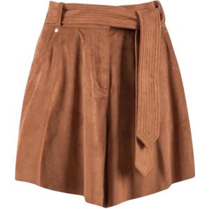 Nenette, Korte broeken, Dames, Bruin, M, Polyester, Eco-Suede Shorts - Dynamische Stijl