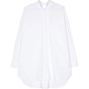 Semicouture, Blouses & Shirts, Dames, Wit, S, Katoen, Witte Poplin Overhemd met Open Rug