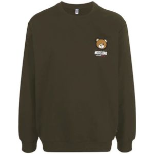 Moschino, Sweatshirts & Hoodies, Dames, Groen, L, Katoen, Katoen Merk Print Sweatshirt