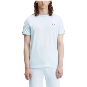 Fred Perry, Retrostijl Ronde Hals T-shirt Blauw, Heren, Maat:S