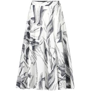 Marina Rinaldi, Bedrukte Poplin Midi Rok Wit, Dames, Maat:3XL