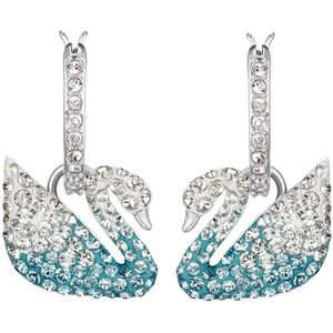 Swarovski, Iconic Swan Blauwe Oorbellen Veelkleurig, Dames, Maat:ONE Size