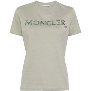 Moncler, Tops, Dames, Groen, M, Katoen, Groene T-shirts en Polos