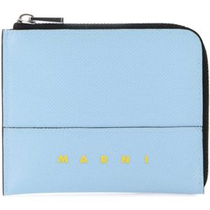 Marni, Wallets Cardholders Blauw, Heren, Maat:ONE Size