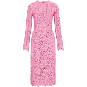 Dolce & Gabbana, Elegante Kant Jurk voor Vrouwen Roze, Dames, Maat:S