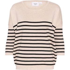 Saint Tropez, Truien, Dames, Grijs, L, Gestreepte Oversized Pullover Trui