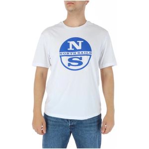 North Sails, Tops, Heren, Wit, L, Katoen, Witte Print Heren T-shirt