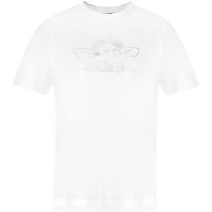 Simone Rocha, Tops, Dames, Wit, S, Katoen, Engel Grafisch Katoenen T-Shirt - Wit/Zilver