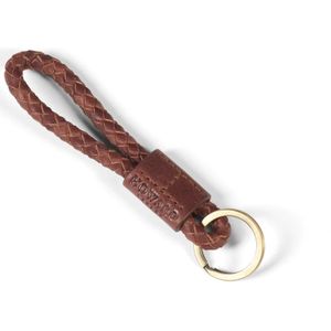 Howard London, Bruin Gevlochten Leren Sleutelhanger Bruin, Heren, Maat:ONE Size