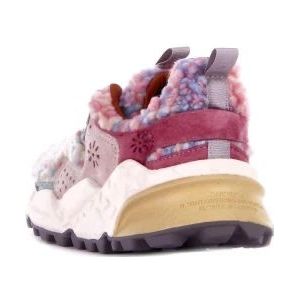 Flower Mountain, Schoenen, Dames, Veelkleurig, 41 EU, Nepbont, Imitatiebont Sneakers Logo Achterkant Rubberen Zool