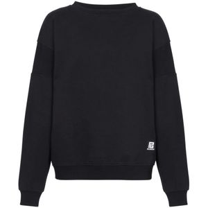 Balmain, Sweatshirts & Hoodies, Heren, Zwart, M, Katoen, Ecologisch ontworpen katoenen sweatshirt met logo print