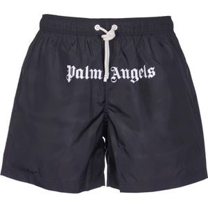 Palm Angels, Badkleding, Heren, Zwart, L, Nylon, Zwarte Zee Kleding Zwembroek Klassiek Logo