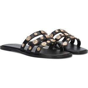 Lina Locchi, Schoenen, Dames, Zwart, 36 EU, Leer, Studded LED Slippers