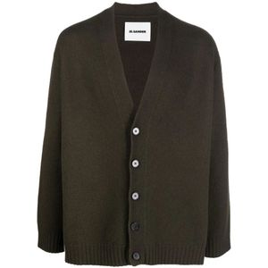 Jil Sander, Truien, Heren, Groen, L, Wol, Cardigans