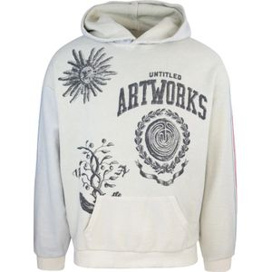 Untitled Artworks, Sweatshirts & Hoodies, Heren, Wit, M, Katoen, Hoodie Sweater Losse Pasvorm Elastische Boorden