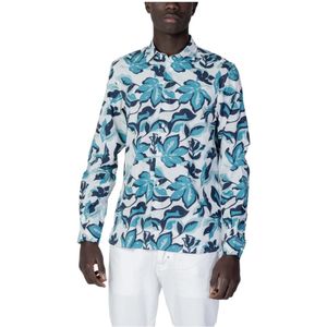 Antony Morato, Overhemden, Heren, Blauw, XL, Katoen, Bloemen Lange Mouw Knoopshirt