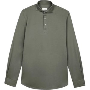 Profuomo, Tops, Heren, Groen, L, Katoen, Groene polo lange mouw