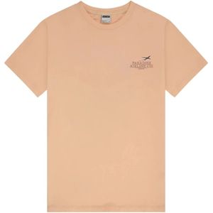 Kultivate, Airline T-shirt met Grote Achterprint Beige, Heren, Maat:S