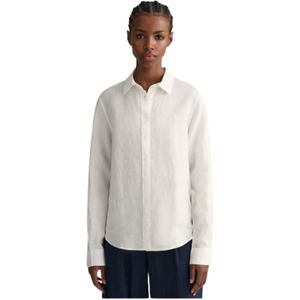 Gant, Blouses & Shirts, Dames, Wit, 3Xl, Linnen, Reguliere Linnen Chambray Overhemd