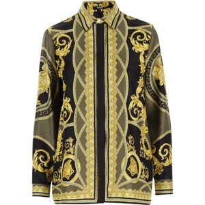 Versace, Blouses & Shirts, Dames, Veelkleurig, S, Zijden Barok Print Shirt