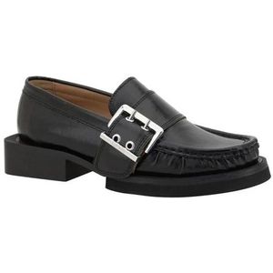 Ganni, Schoenen, Dames, Zwart, 36 EU, Platform Loafers met Gespversiering