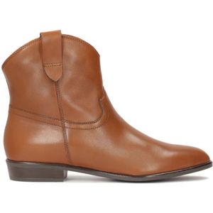 Kazar, Schoenen, Dames, Bruin, 37 EU, Leer, Leren cowboylaarzen met ronde bovenkant