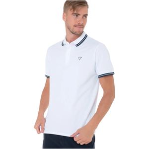 Guess, Tops, Heren, Wit, M, Katoen, Geborduurd logo slim fit poloshirt