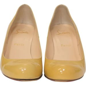 Christian Louboutin Pre-owned, Pre-owned, Dames, Geel, 37 EU, Leer, Tweedehands leren hakken