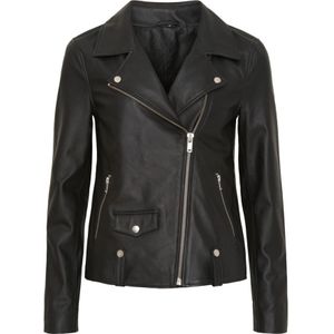 Notyz, Jassen, Dames, Zwart, 3Xl, Leer, Oversized Bikerjack met zilveren accenten