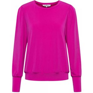 &Co Woman, Sweatshirts & Hoodies, Dames, Roze, XS, Polyester, Laureen Longsleeve Top in Jersey Kwaliteit