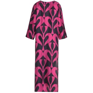 P.a.r.o.s.h., Kleedjes, Dames, Roze, L, Zijden Kaftan Jurk met Zijsplitten