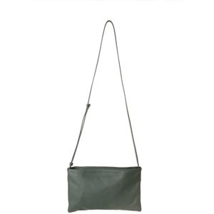 Cortana, Tassen, Dames, Groen, ONE Size, Leer, Groene leren crossbody tas met rits