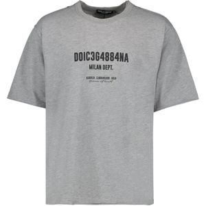 Dolce & Gabbana, Tops, Heren, Grijs, S, Logo Print Oversized T-shirt