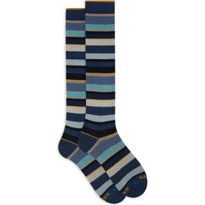 Gallo, Ondergoed, Dames, Veelkleurig, S, Katoen, Italiaanse lange sokken Multicolor Strepen