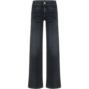 Cambio, Jeans, Dames, Zwart, L, Denim, Wijde broek