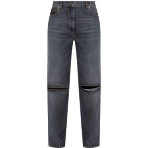 JW Anderson, Bootcut jeans met scheuren Grijs, Dames, Maat:2XS