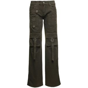 Blumarine, Groene Cargo Broek met Lage Taille Groen, Dames, Maat:M