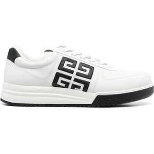 Givenchy, Schoenen, Heren, Wit, 44 EU, Leer, Contrasterende-Logo Leren Sneakers