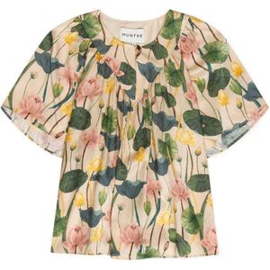 Munthe, Blouses & Shirts, Dames, Veelkleurig, S, Elegant Groene Flounce Top met Zijde