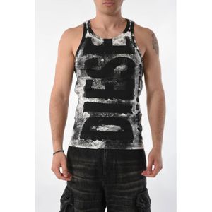 Diesel, Katoenen Tanktop Ronde Hals Zwart, Heren, Maat:M