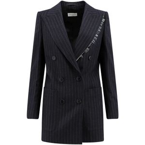 Dries Van Noten, Grijze Dubbelrij Blazer Grijs, Dames, Maat:S