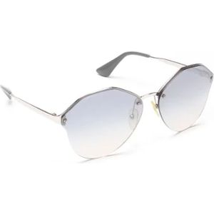 Prada Vintage, Pre-owned, Dames, Grijs, ONE Size, Pre-owned Metal sunglasses