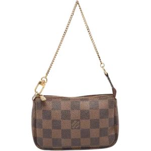 Louis Vuitton Vintage, Pre-owned, Dames, Bruin, ONE Size, Pre-owned Coated canvas clutches