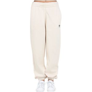 Adidas Originals, Broeken, Dames, Beige, S, Katoen, Sportieve broek met losse pasvorm en geborstelde fleece