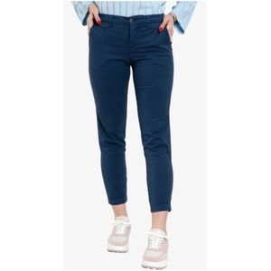 Fay, Broeken, Dames, Blauw, W29, Katoen, Blauwe Katoenen Broek Normale Pasvorm Zakken