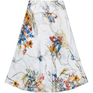 Munthe, Mooie Zijden Rok met Bloemenprint Wit, Dames, Maat:M