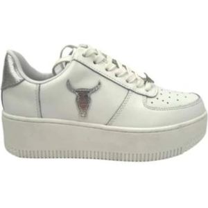 Windsor Smith, Schoenen, Dames, Wit, 37 EU, Leer, Witte leren damessneakers met logo - Maat 40